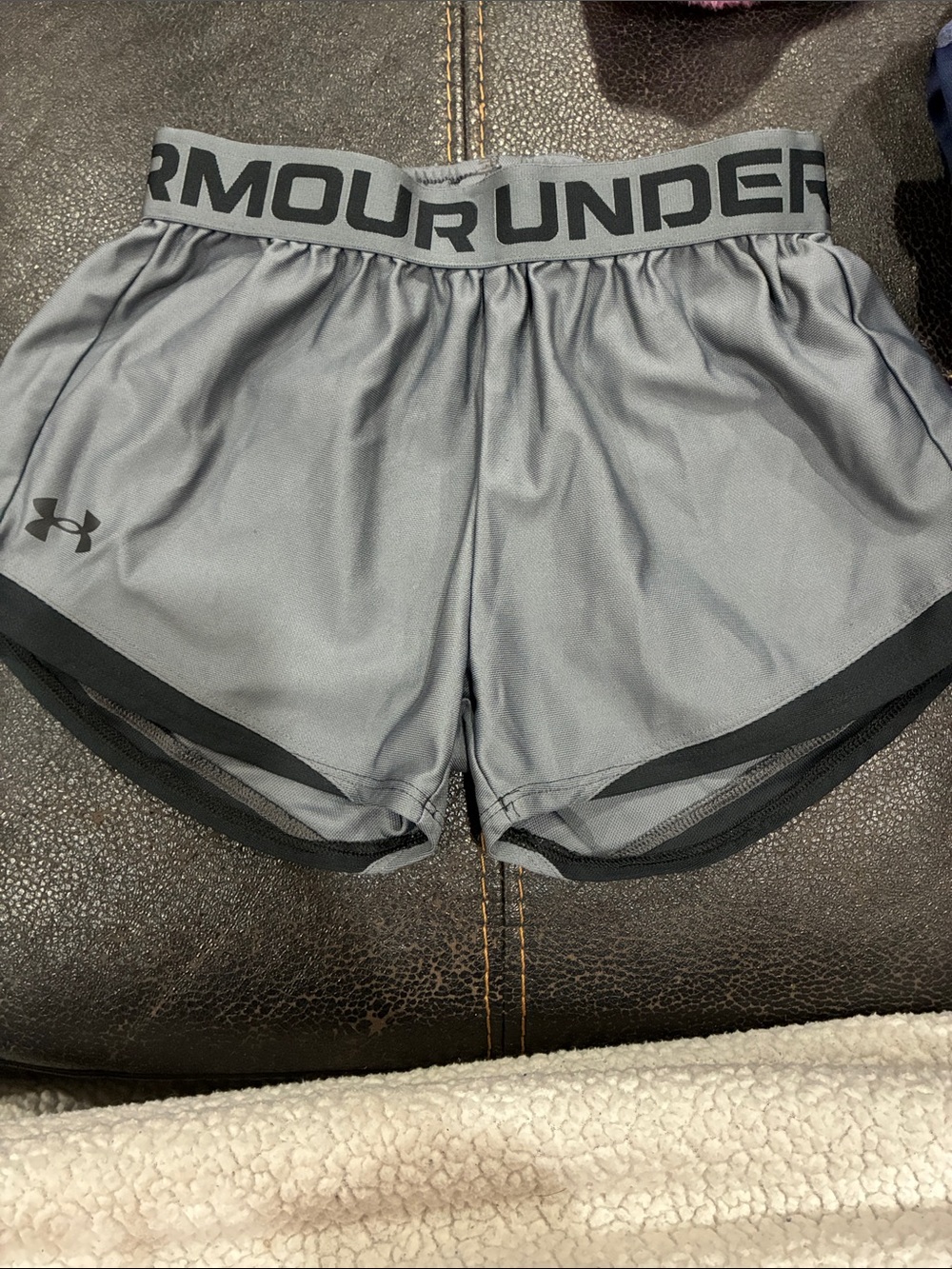 Under Armour Women's Grey Athletic Performance Shorts with Black Trim